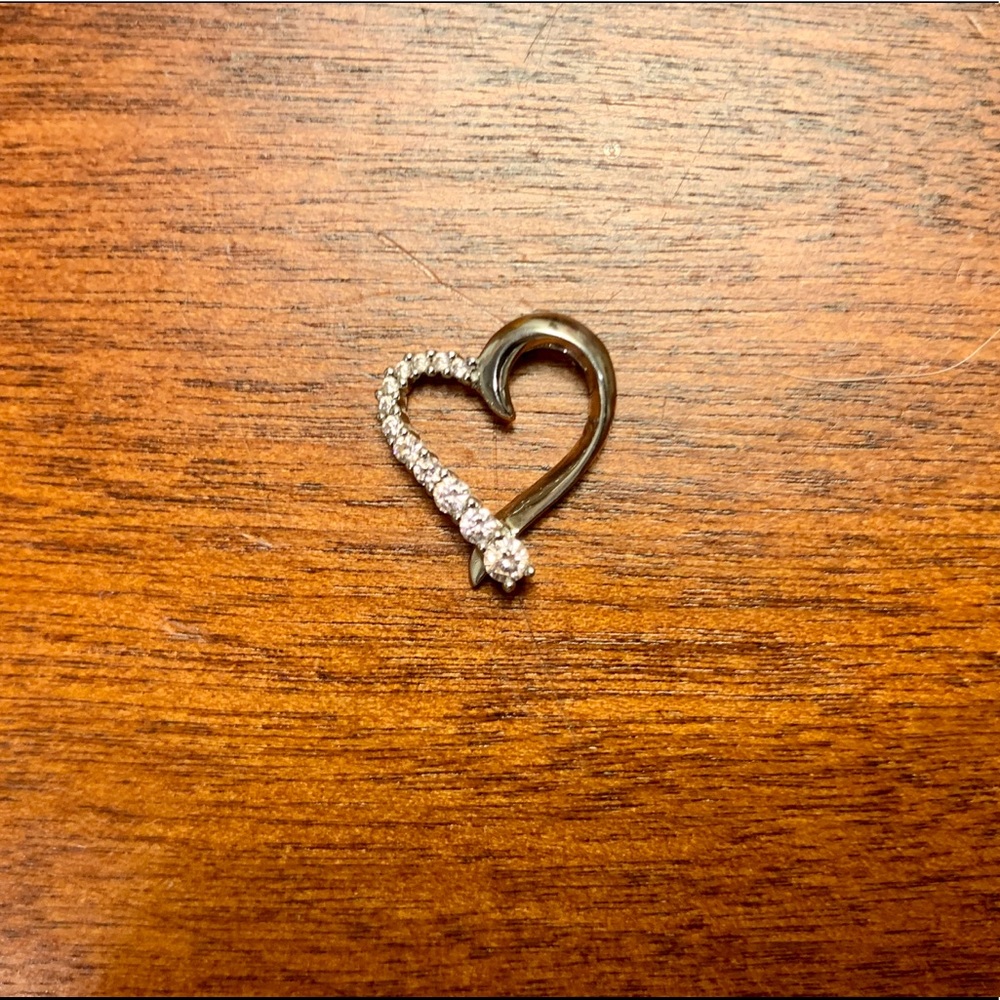 Sterling Silver Heart Pendant w/Pink Accents